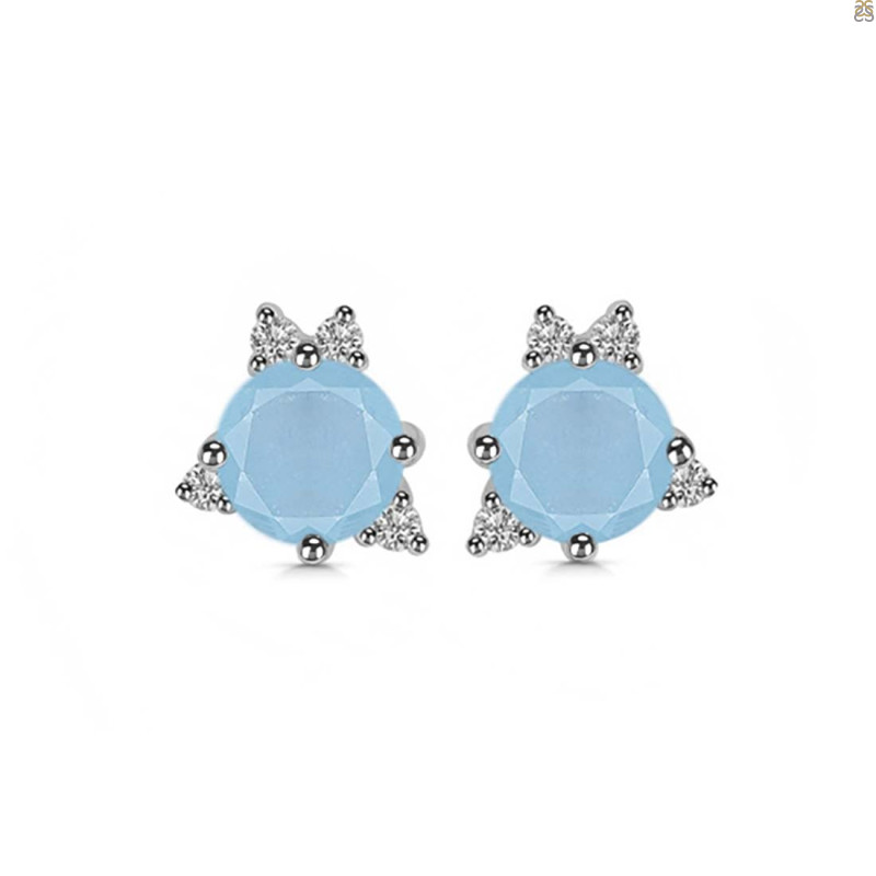 Aquamarine & White Topaz Stud Earring AQM-RDE-1260.