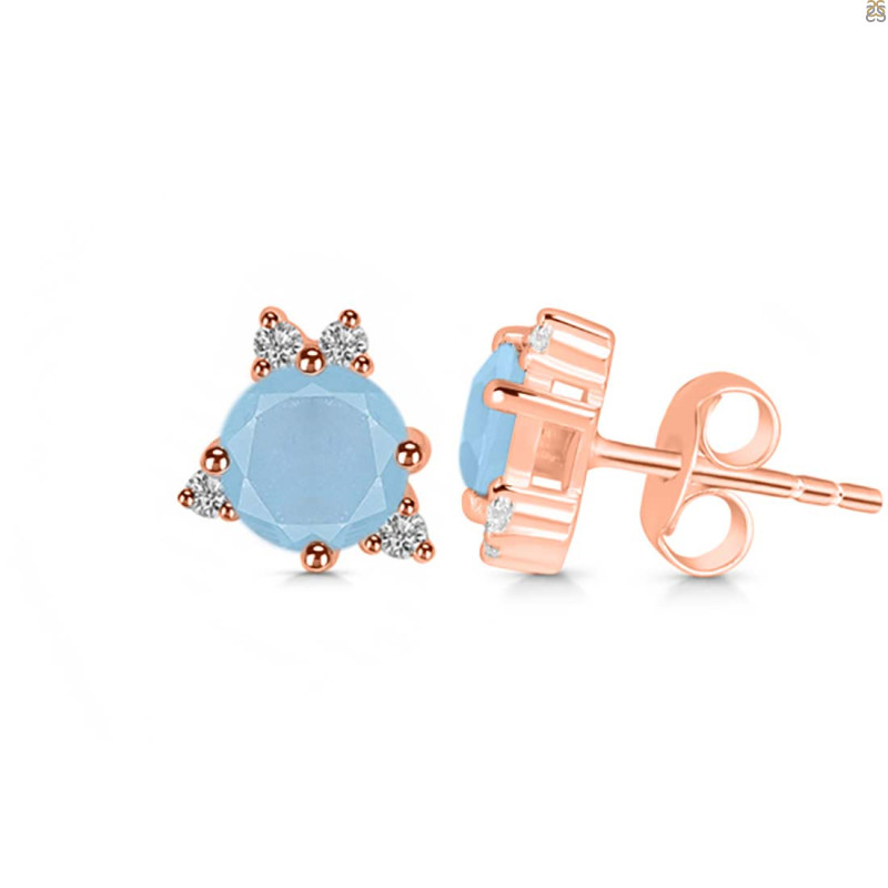 Aquamarine & White Topaz Stud Earring AQM-RDE-1260.
