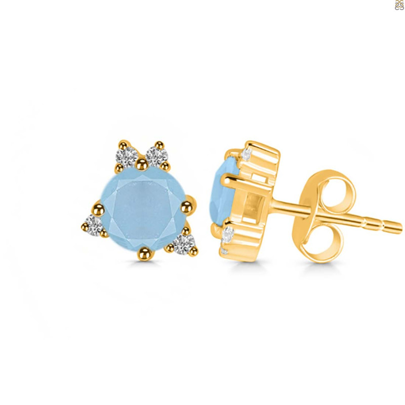 Aquamarine & White Topaz Stud Earring AQM-RDE-1260.