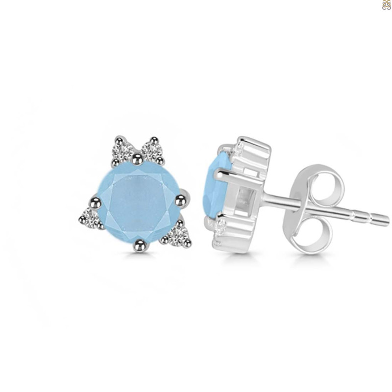 Aquamarine & White Topaz Stud Earring