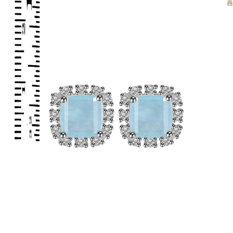 Aquamarine & White Topaz Stud Earring AQM-RDE-1263.