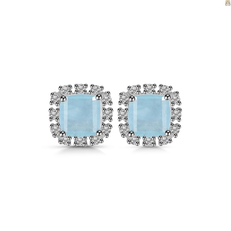 Aquamarine & White Topaz Stud Earring AQM-RDE-1263.