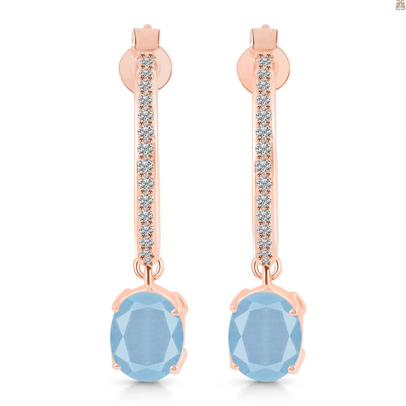 Aquamarine & White Topaz Hoop Earring AQM-RDE-1469.