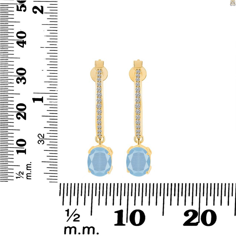 Aquamarine & White Topaz Hoop Earring AQM-RDE-1469.