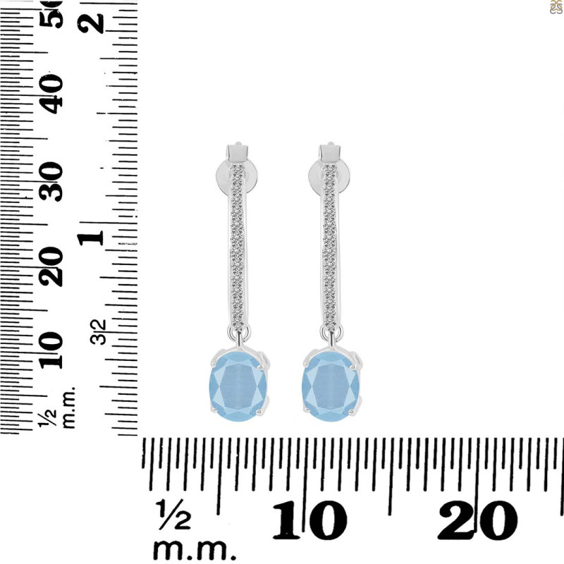 Aquamarine & White Topaz Hoop Earring AQM-RDE-1469.