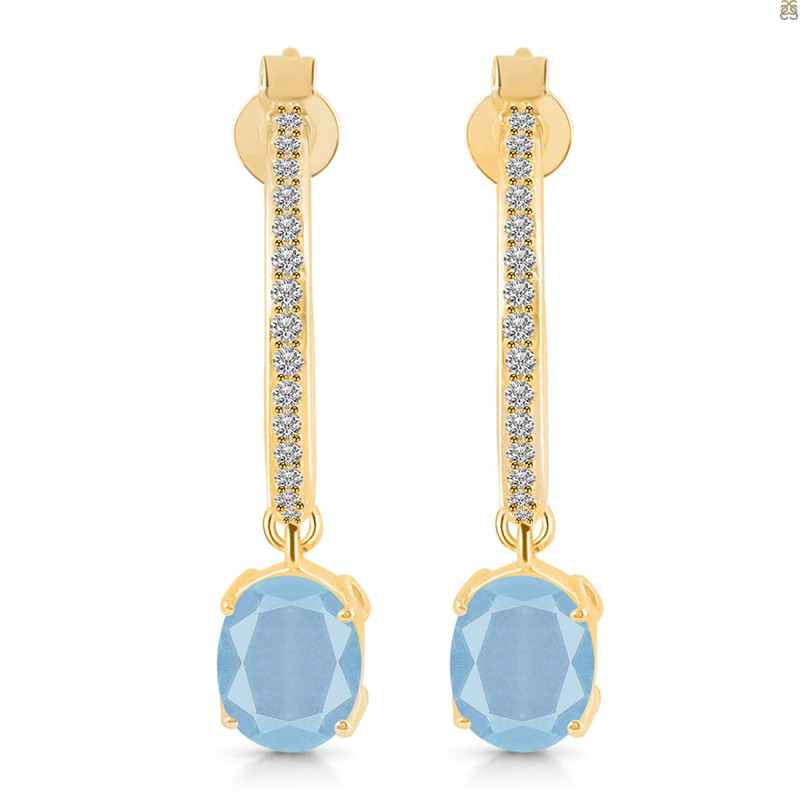 Aquamarine & White Topaz Hoop Earring AQM-RDE-1469.
