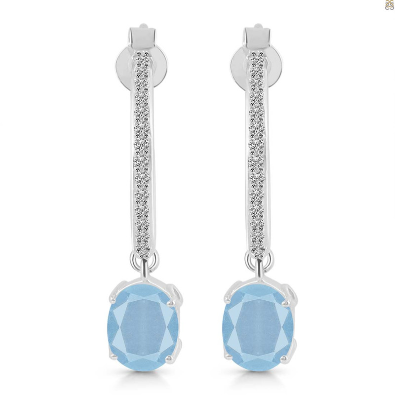 Aquamarine & White Topaz Hoop Earring