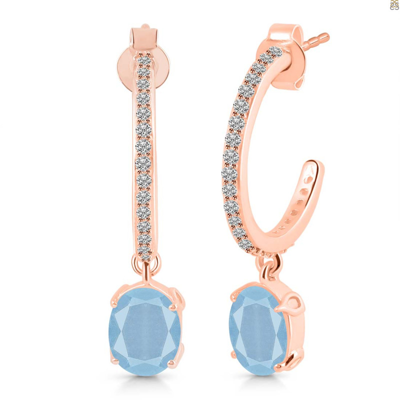 Aquamarine & White Topaz Hoop Earring AQM-RDE-1469.