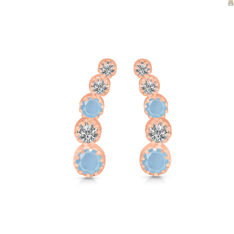 Aquamarine & White Topaz Stud Earring AQM-RDE-1472.