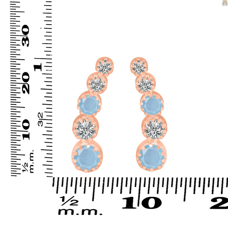 Aquamarine & White Topaz Stud Earring AQM-RDE-1472.