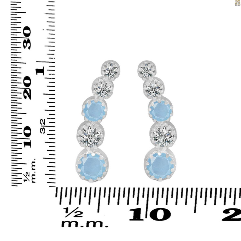 Aquamarine & White Topaz Stud Earring AQM-RDE-1472.