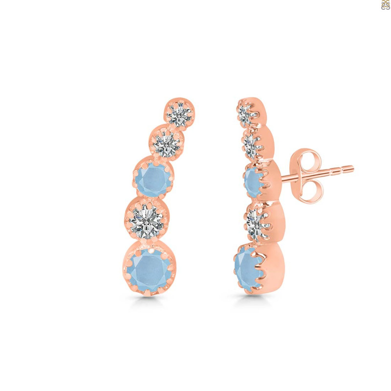 Aquamarine & White Topaz Stud Earring AQM-RDE-1472.