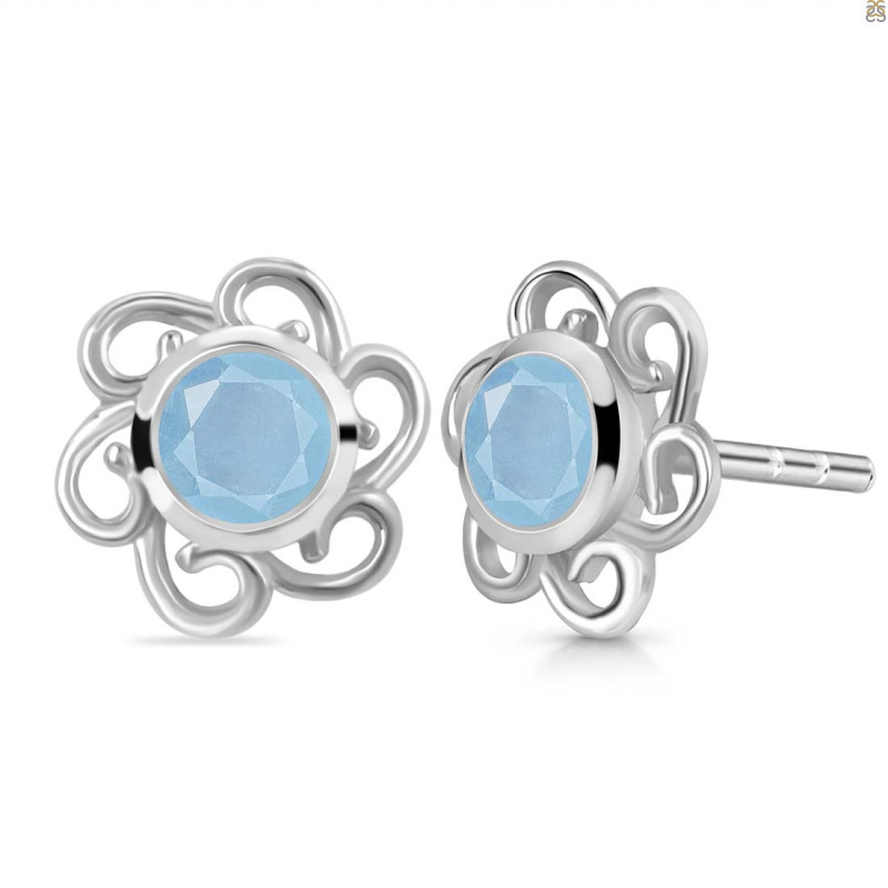 Aquamarine Stud Earring AQM-RDE-7.