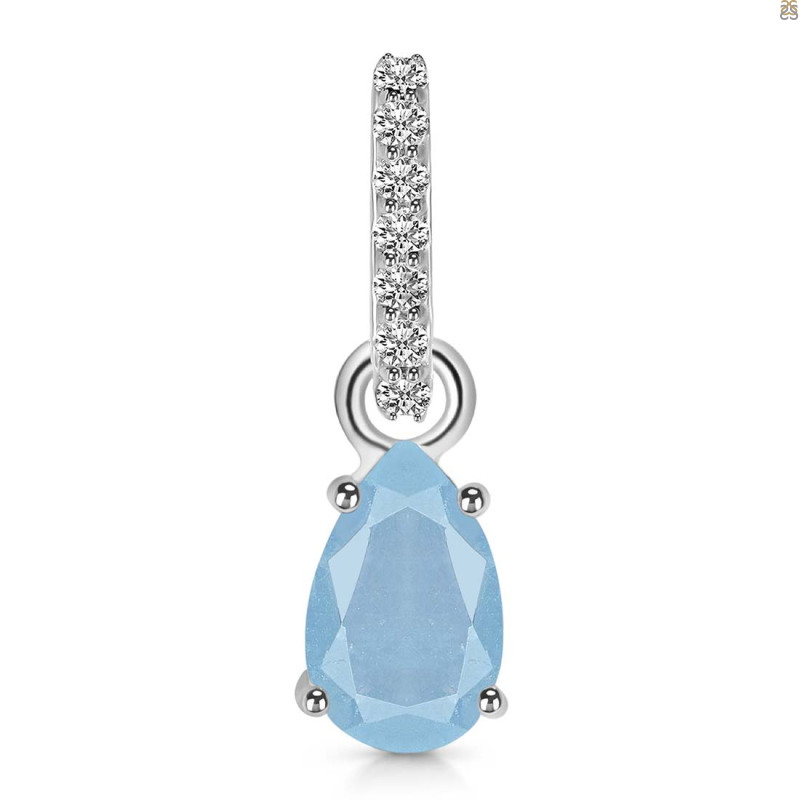 Aquamarine & White Topaz Pendant AQM-RDP-550-CZ-LOOP.