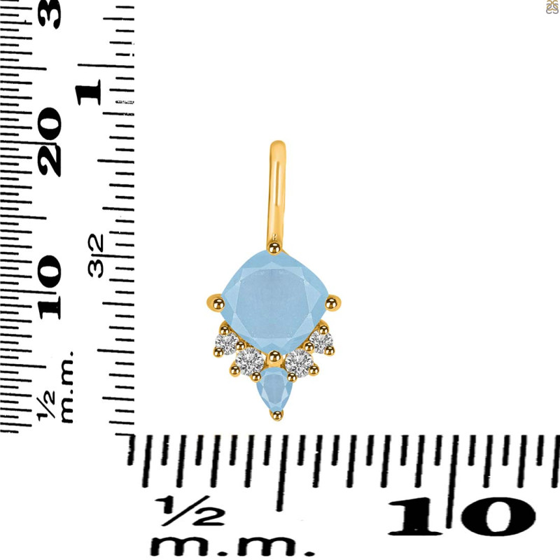 Aquamarine & White Topaz Pendant AQM-RDP-729.