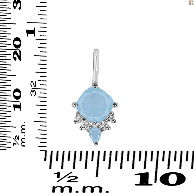 Aquamarine & White Topaz Pendant AQM-RDP-729.