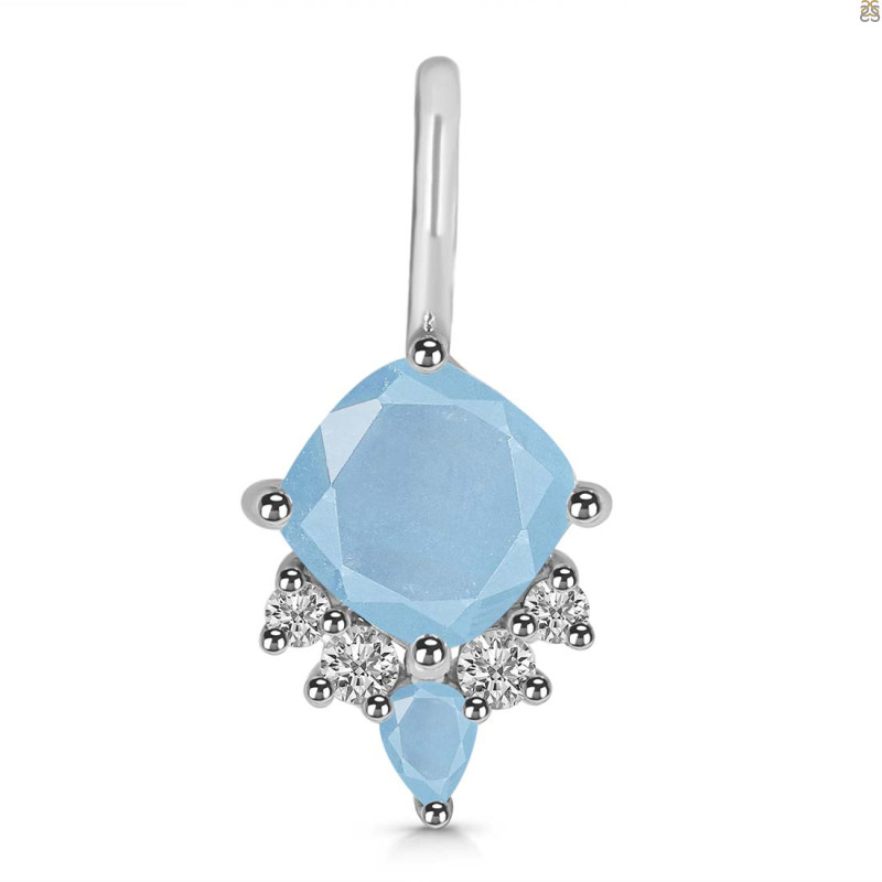 Aquamarine & White Topaz Pendant AQM-RDP-729.
