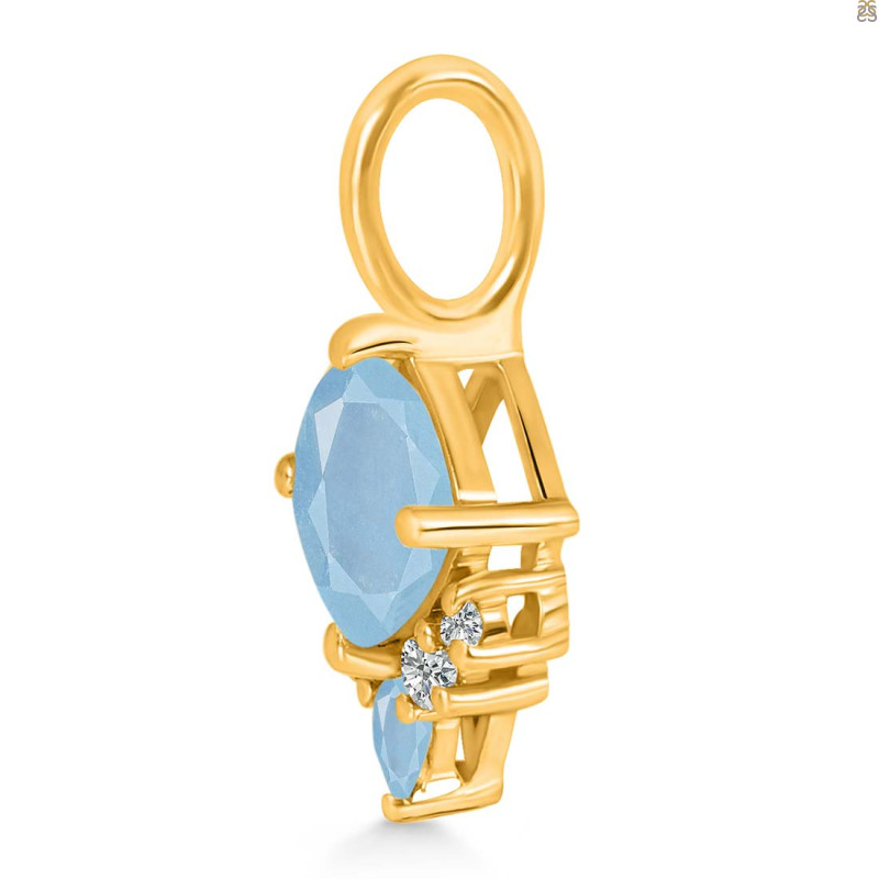 Aquamarine & White Topaz Pendant AQM-RDP-729.