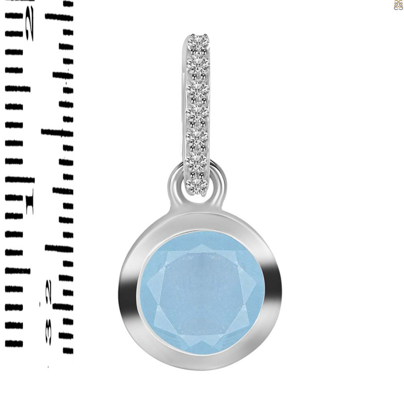 Aquamarine & White Topaz Pendant AQM-RDP-742-CZ-LOOP.