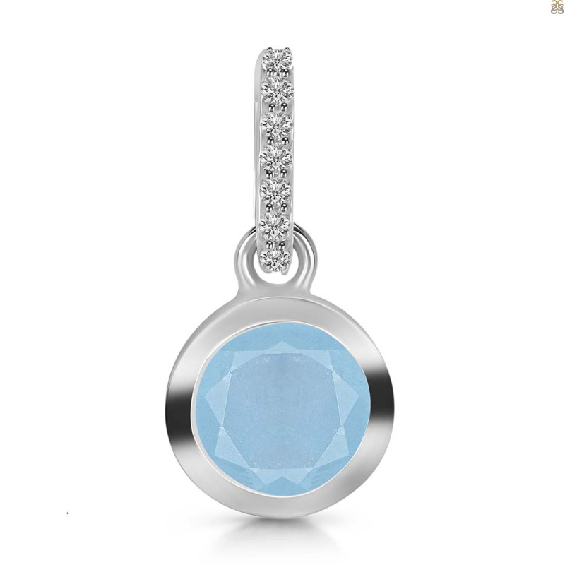 Aquamarine & White Topaz Pendant AQM-RDP-742-CZ-LOOP.