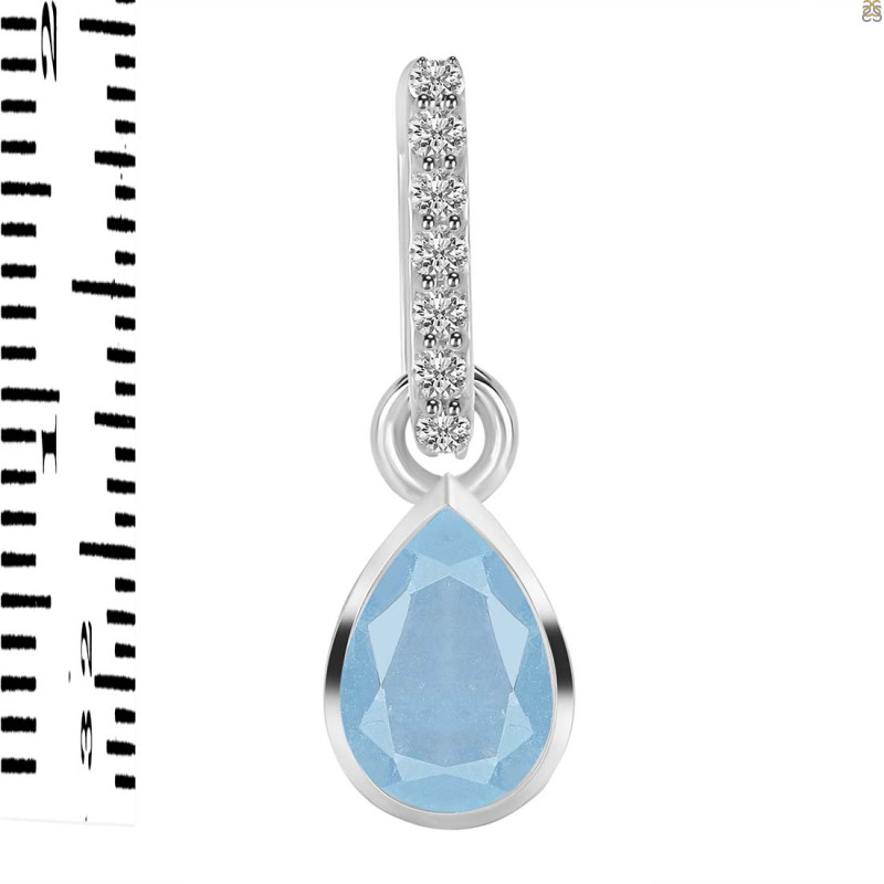 Aquamarine & White Topaz Pendant AQM-RDP-779-CZ-LOOP.