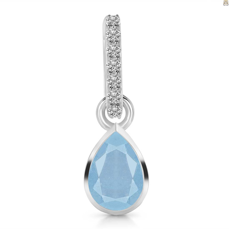 Aquamarine & White Topaz Pendant AQM-RDP-779-CZ-LOOP.