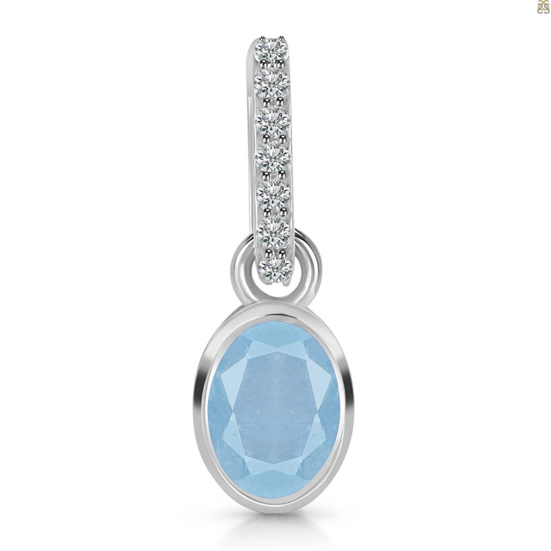 Aquamarine & White Topaz Pendant AQM-RDP-780-CZ-LOOP.