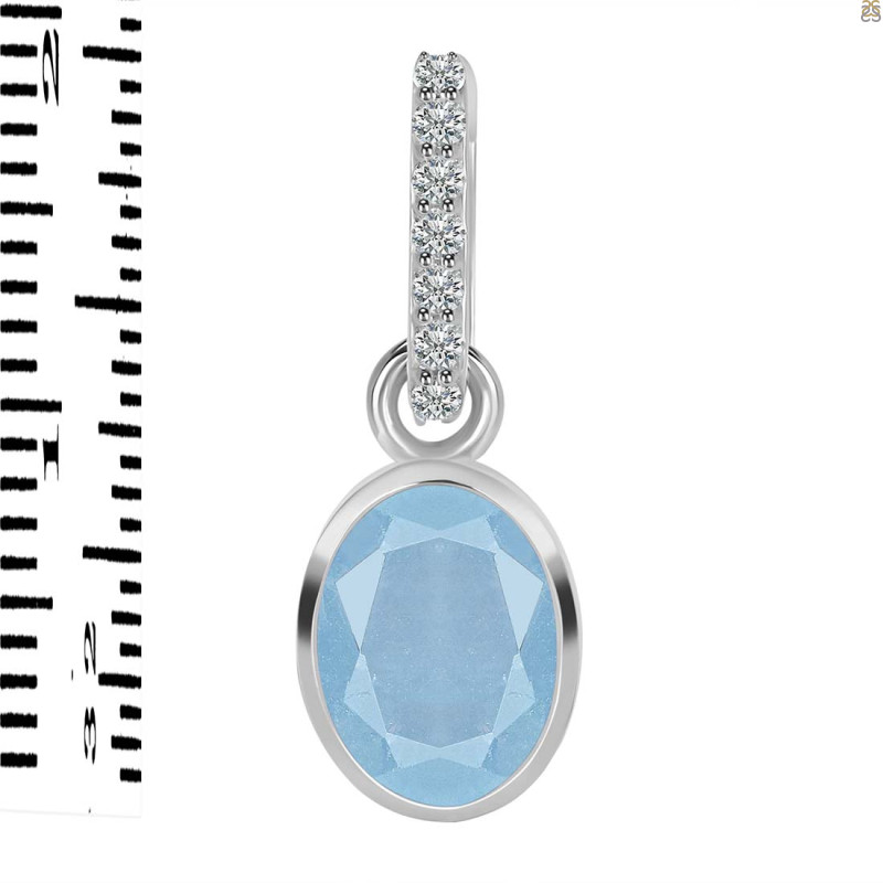 Aquamarine & White Topaz Pendant AQM-RDP-792-CZ-LOOP.