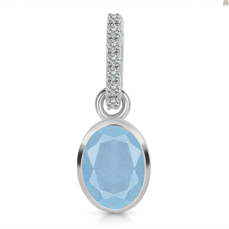 Aquamarine & White Topaz Pendant AQM-RDP-792-CZ-LOOP.