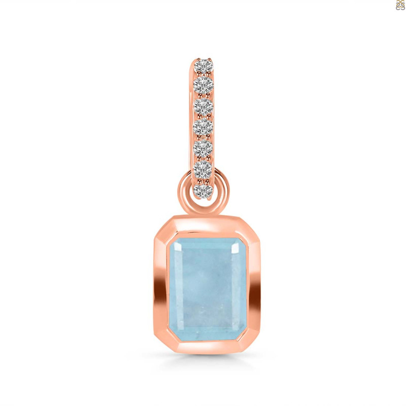 Aquamarine & White Topaz Pendant AQM-RDP-954-CZ-LOOP.