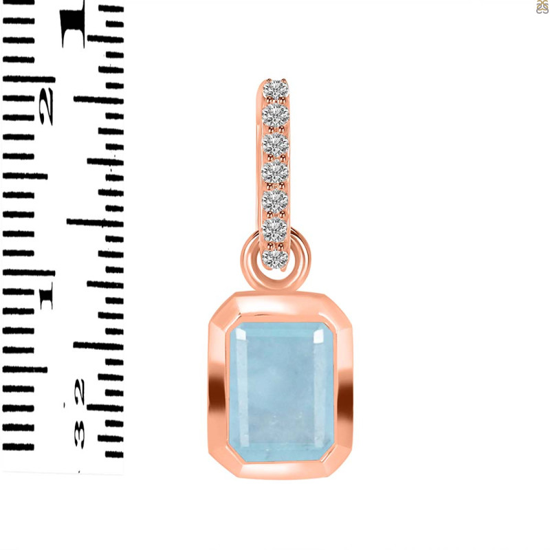 Aquamarine & White Topaz Pendant AQM-RDP-954-CZ-LOOP.