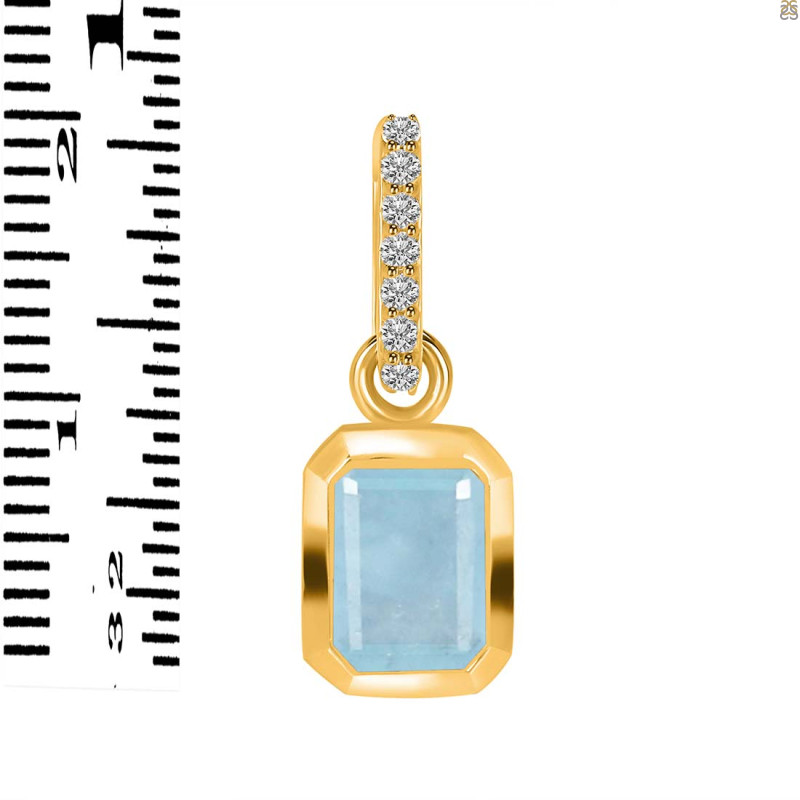 Aquamarine & White Topaz Pendant AQM-RDP-954-CZ-LOOP.