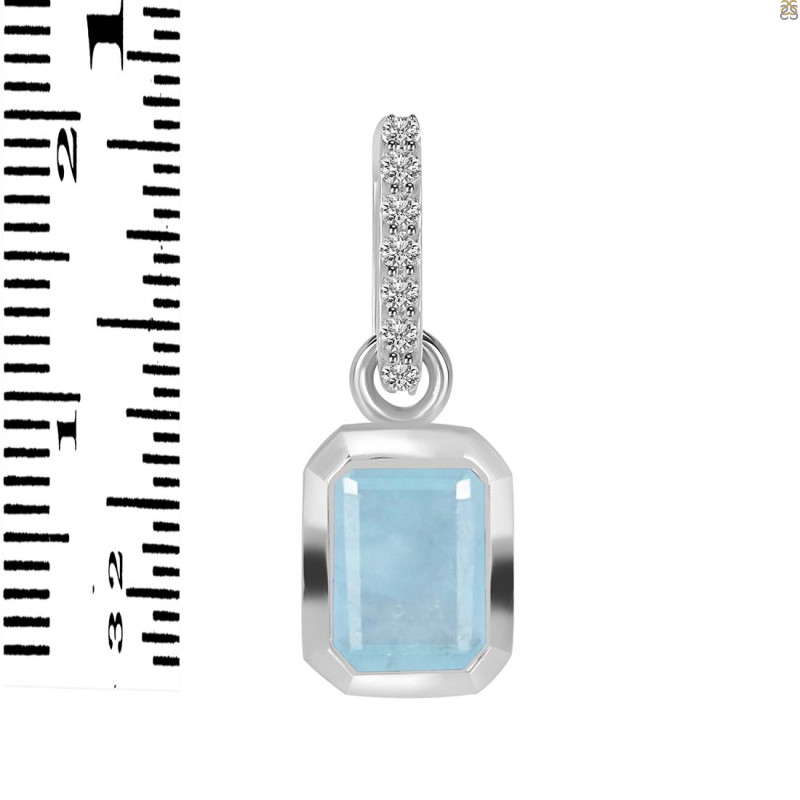 Aquamarine & White Topaz Pendant AQM-RDP-954-CZ-LOOP.
