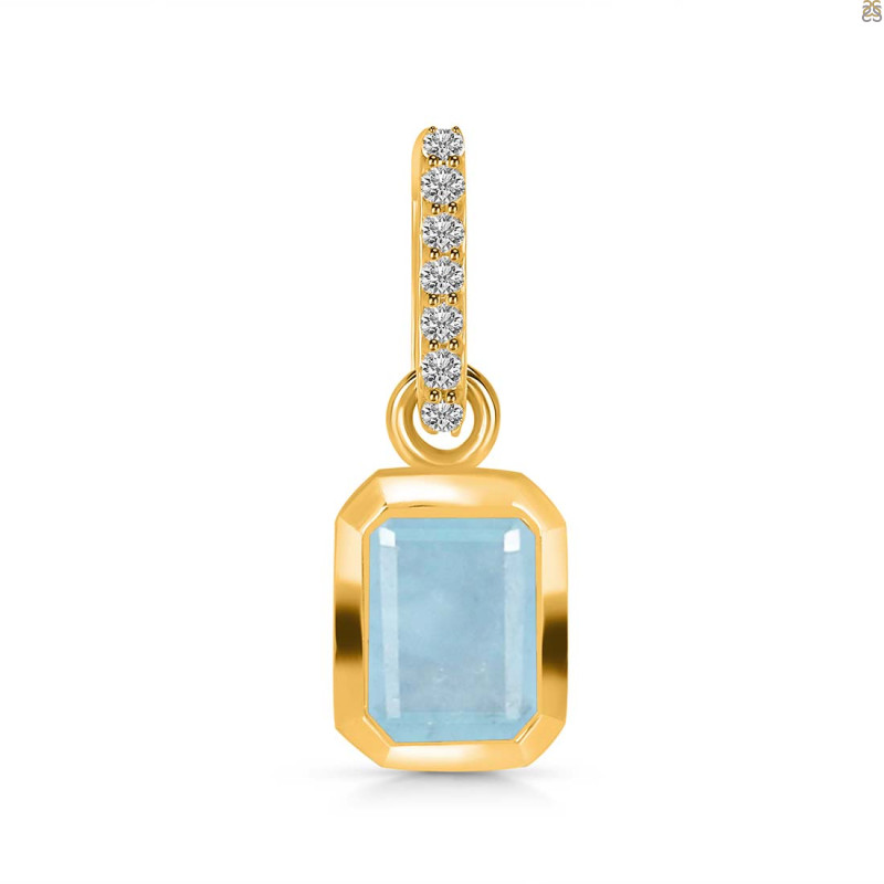 Aquamarine & White Topaz Pendant AQM-RDP-954-CZ-LOOP.