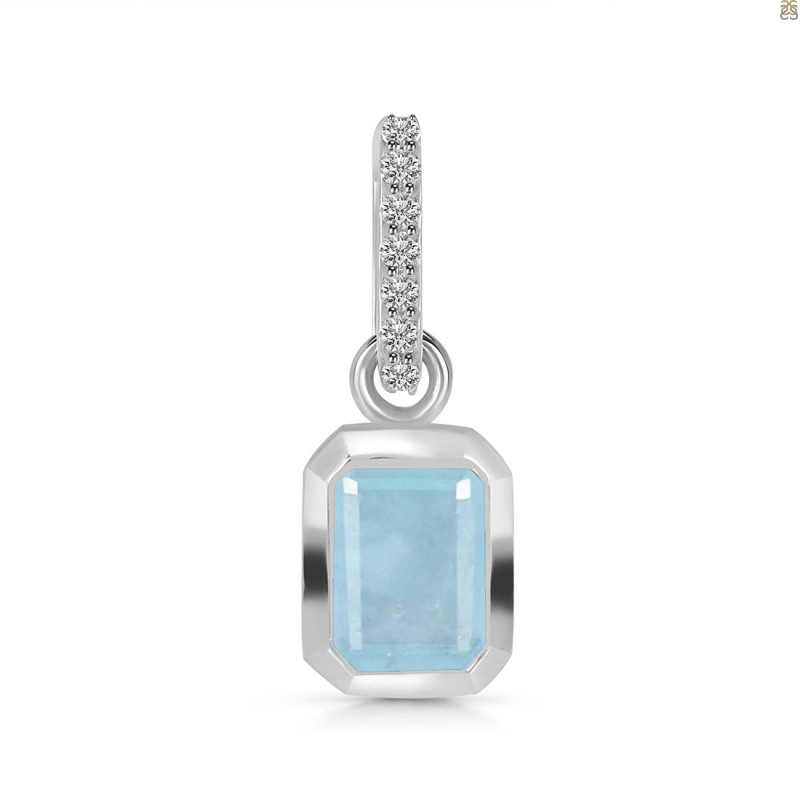 Aquamarine & White Topaz Pendant AQM-RDP-954-CZ-LOOP.