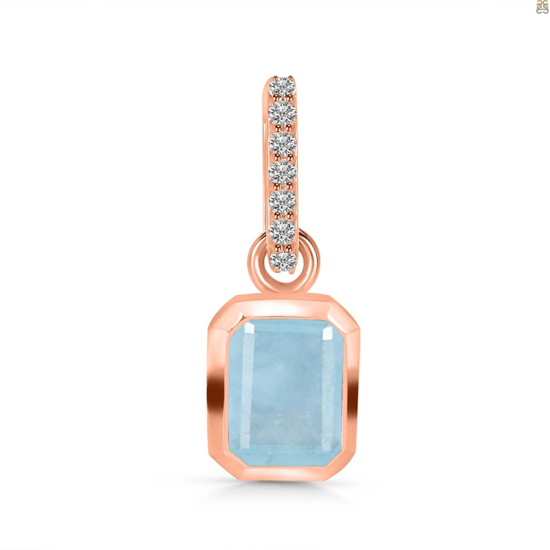 Aquamarine & White Topaz Pendant AQM-RDP-955-CZ-LOOP.