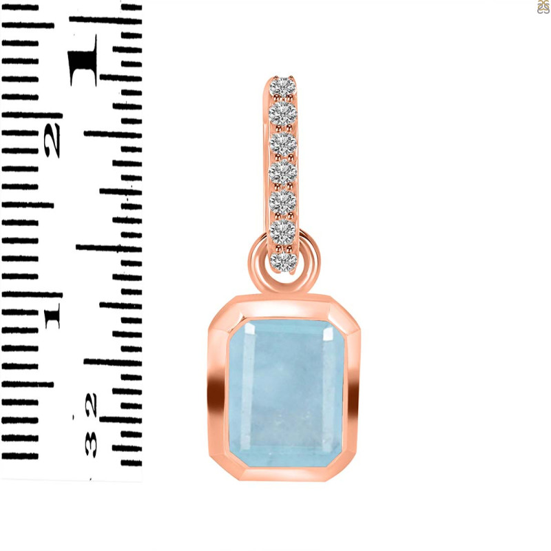 Aquamarine & White Topaz Pendant AQM-RDP-955-CZ-LOOP.
