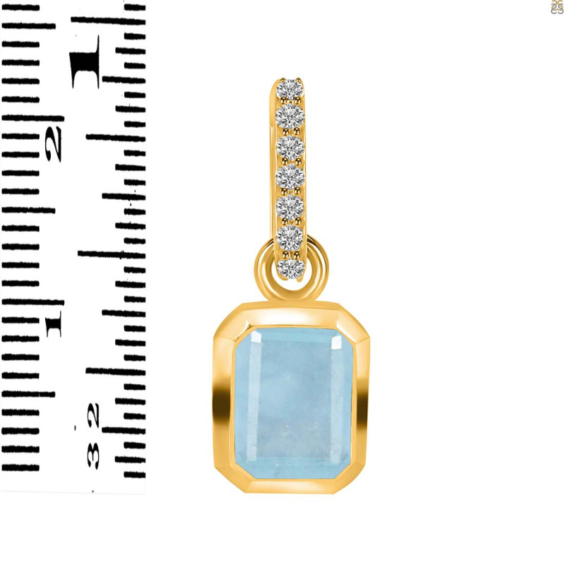Aquamarine & White Topaz Pendant AQM-RDP-955-CZ-LOOP.