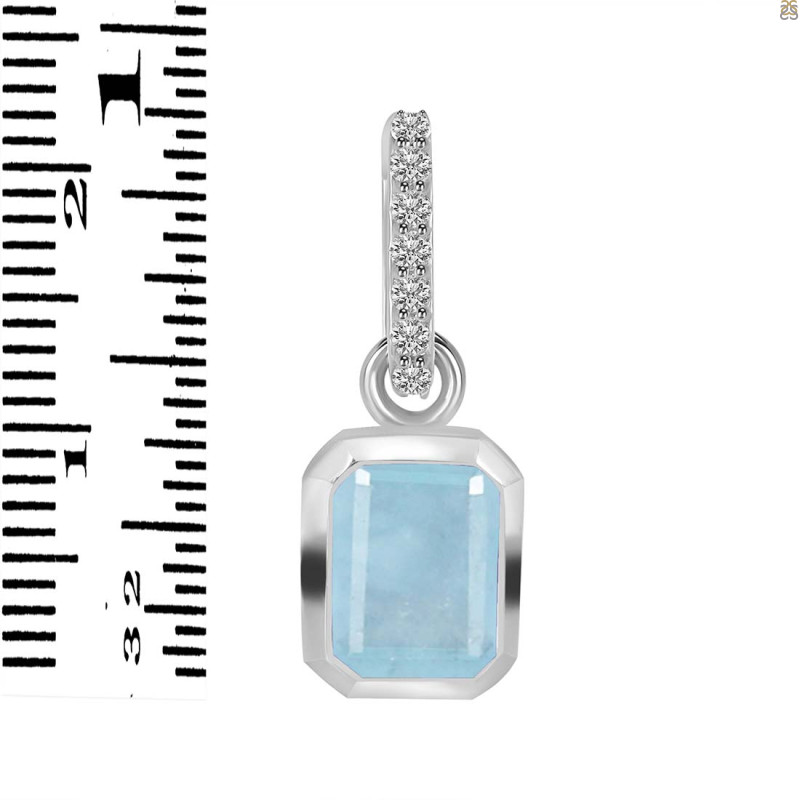 Aquamarine & White Topaz Pendant AQM-RDP-955-CZ-LOOP.