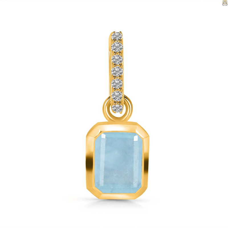 Aquamarine & White Topaz Pendant AQM-RDP-955-CZ-LOOP.