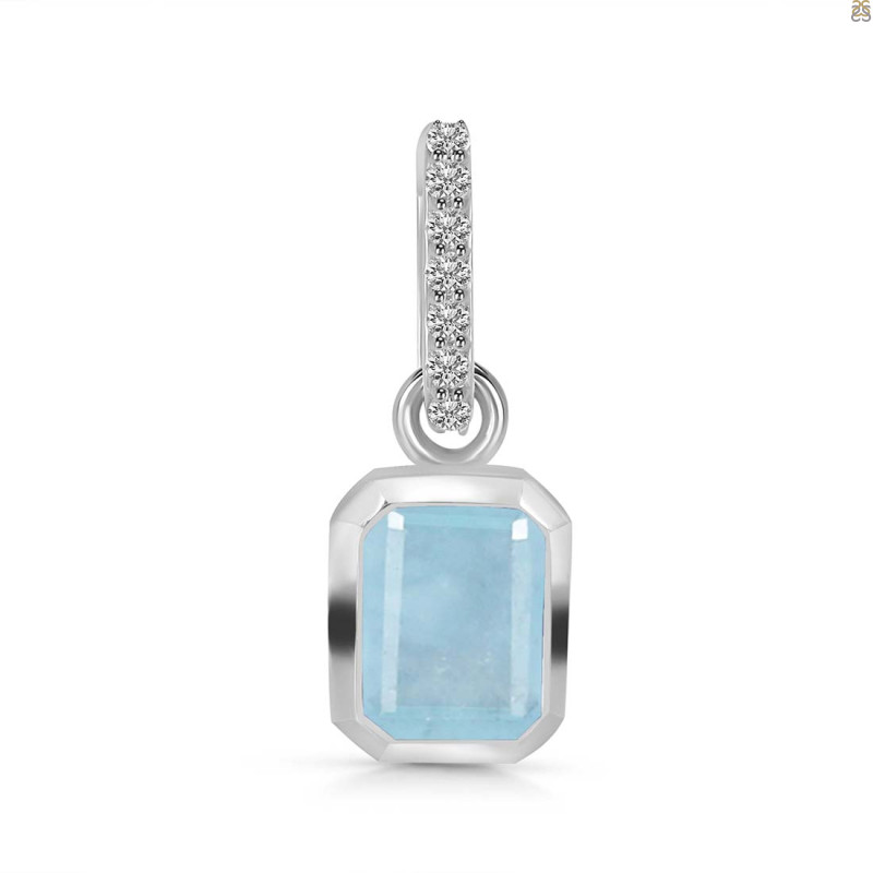 Aquamarine & White Topaz Pendant AQM-RDP-955-CZ-LOOP.