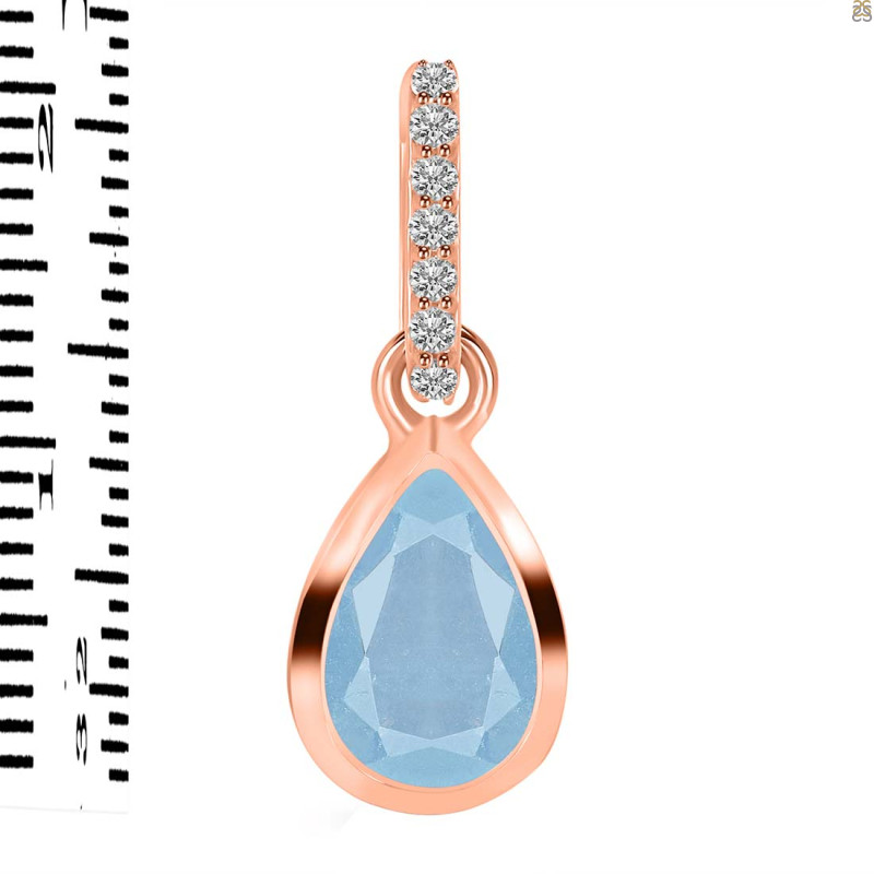 Aquamarine & White Topaz Pendant AQM-RDP-956-CZ-LOOP.