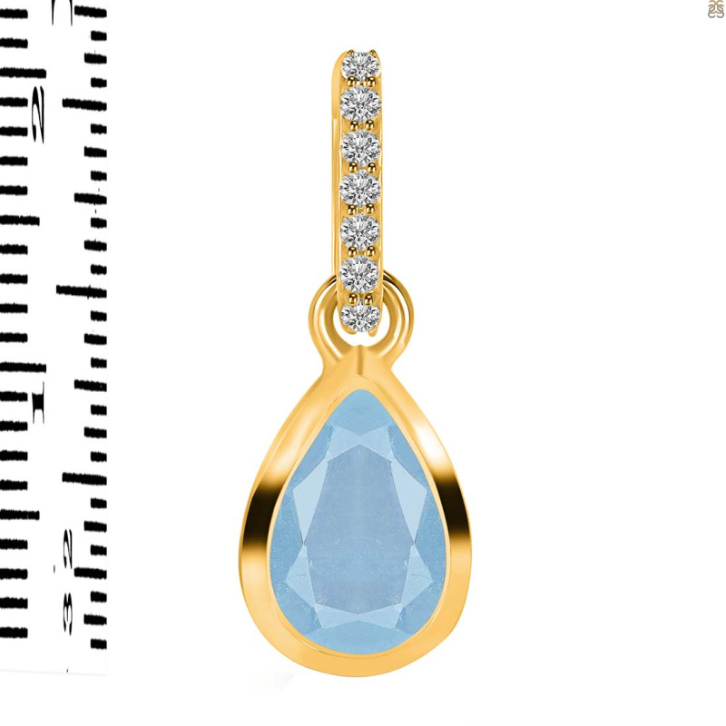 Aquamarine & White Topaz Pendant AQM-RDP-956-CZ-LOOP.