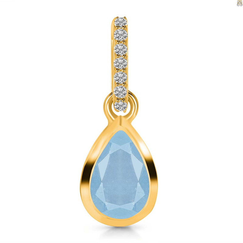Aquamarine & White Topaz Pendant AQM-RDP-956-CZ-LOOP.