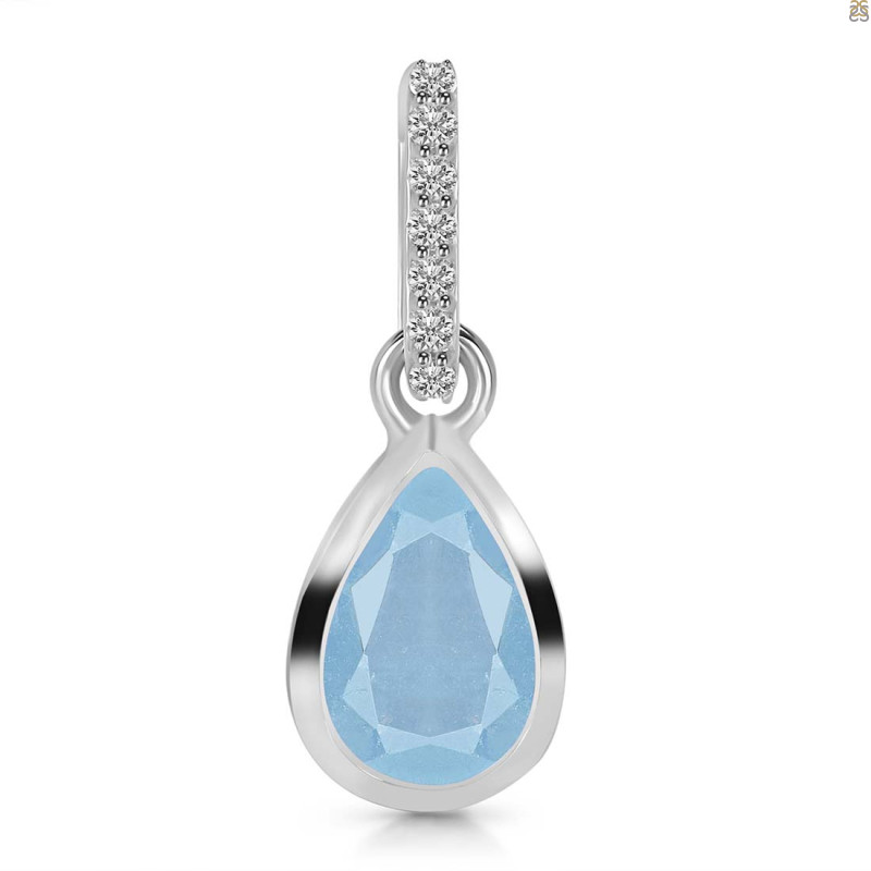 Aquamarine & White Topaz Pendant AQM-RDP-956-CZ-LOOP.