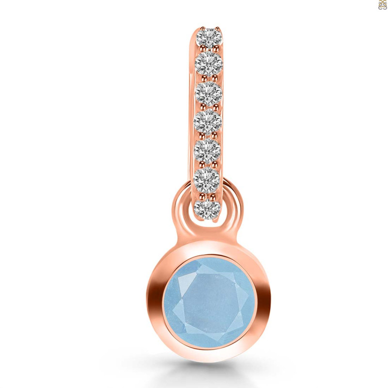 Aquamarine & White Topaz Pendant AQM-RDP-957-CZ-LOOP.