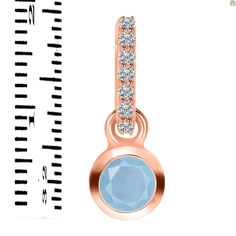 Aquamarine & White Topaz Pendant AQM-RDP-957-CZ-LOOP.