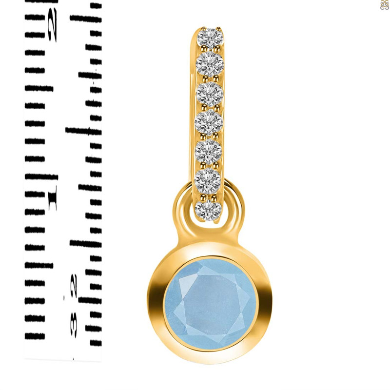 Aquamarine & White Topaz Pendant AQM-RDP-957-CZ-LOOP.