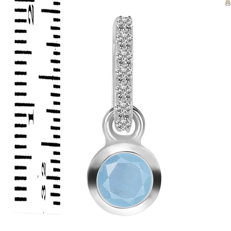 Aquamarine & White Topaz Pendant AQM-RDP-957-CZ-LOOP.