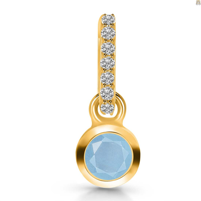 Aquamarine & White Topaz Pendant AQM-RDP-957-CZ-LOOP.